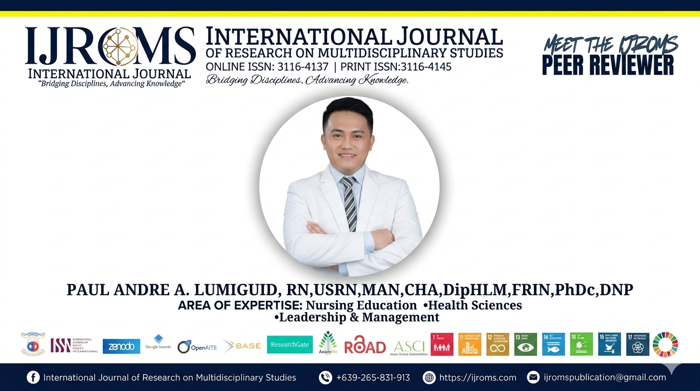 Global Excellence: KDCI Celebrates Dean Paul Andre A. Lumiguids Appointment as International Peer Reviewer by the IJROMS