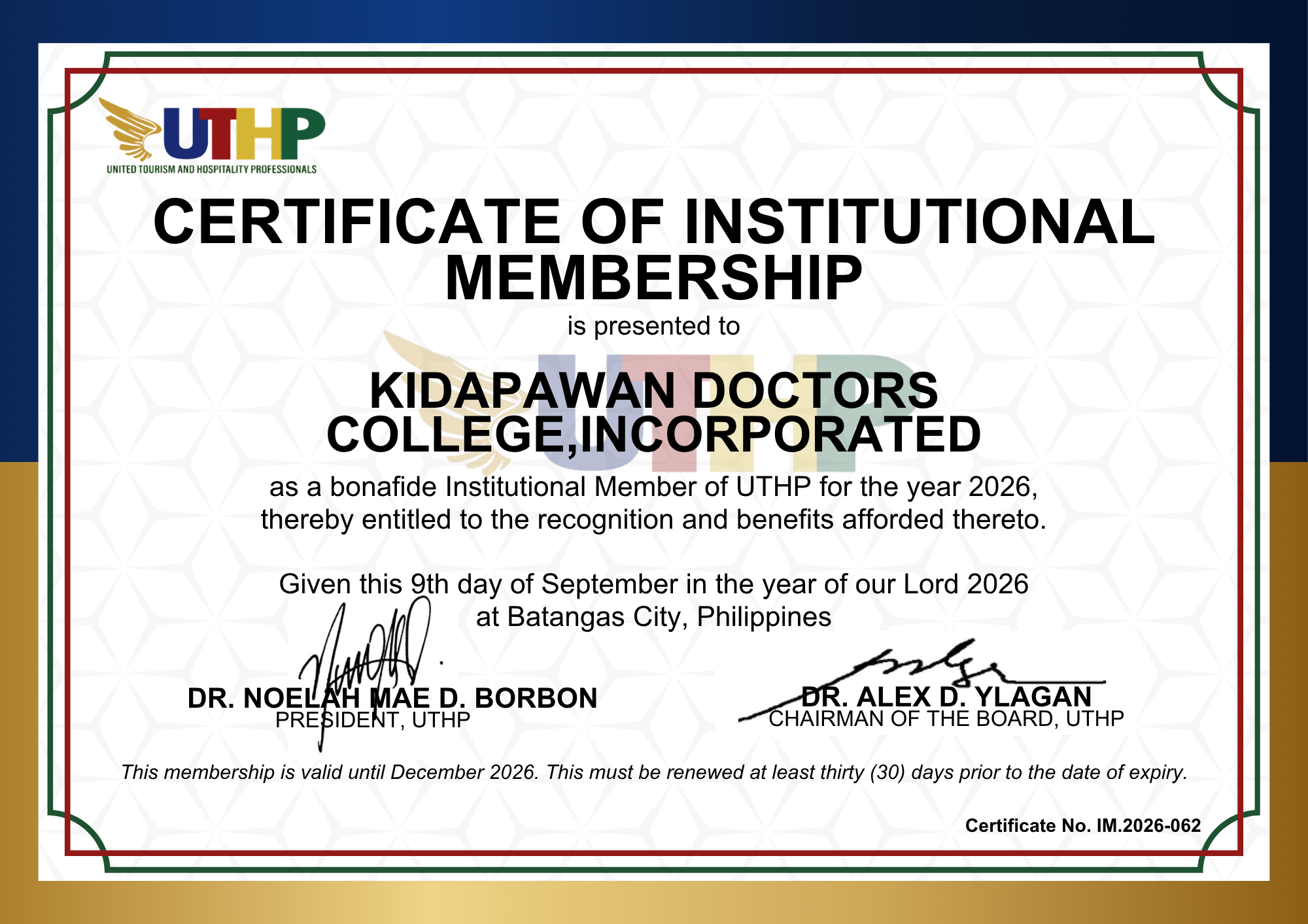 KDCI KATURISMO  - Proud Official Institutional Member of UTHP & UTHYP!